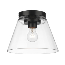Golden 3189-FM11 BLK-CLR - Golden Lighting Penn 1-light Flush Mount in Matte Black